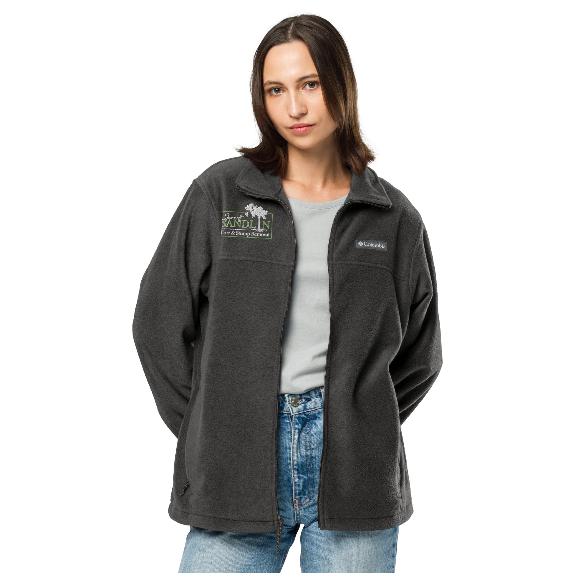 Unisex Columbia fleece jacket featuring Sandlin Tree & Stump Removal - Sandlin Tree & Stump Removal